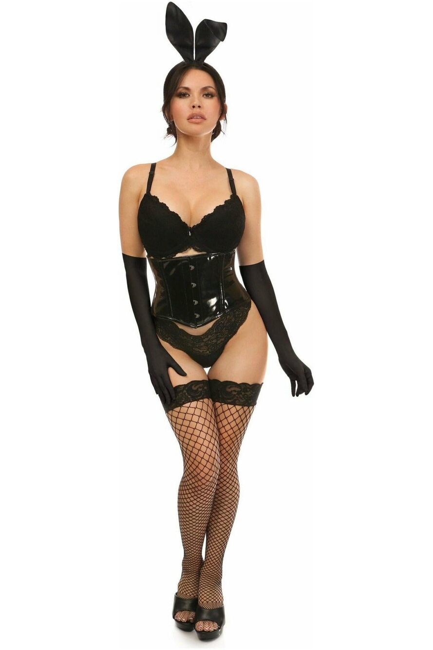6284 Lavish 4 PC Black PVC Bunny Corset Costume 2X
